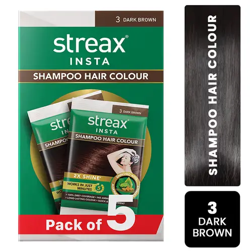 STREAX INSTA SHAMPOO HAIR COLOUR DARK BROWN - PACK OF 5