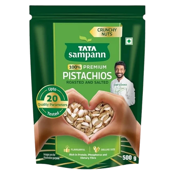 Tata Sampann 100% Pure Premium Pistachios Roasted & Salted, 500g