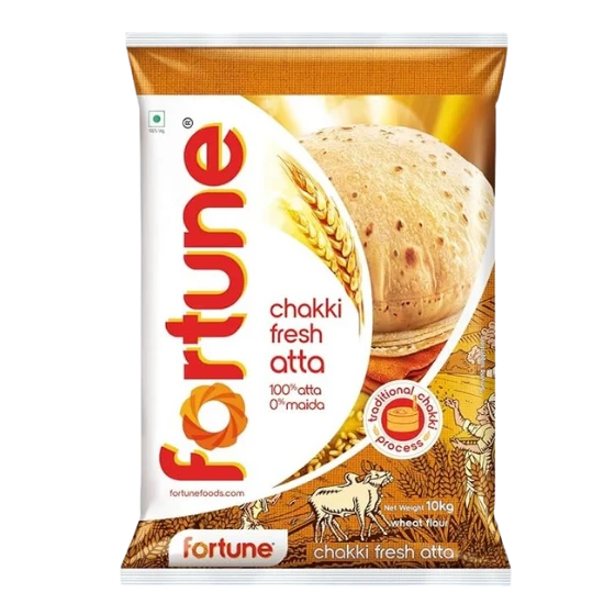Fortune Chakki Fresh Atta, 10 kg, 100% Atta 0% Maida