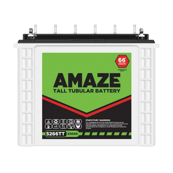 Amaze 5266TT 220Ah, Tall Tubular Battrey for Home, Office & Shops 66 Months Warranty